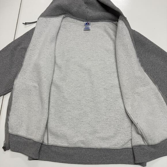 Russell Hoodie Mens Medium Gray Full Zip Kangaroo Pockets Sweatshirt Outdoors - Picture 8 of 10